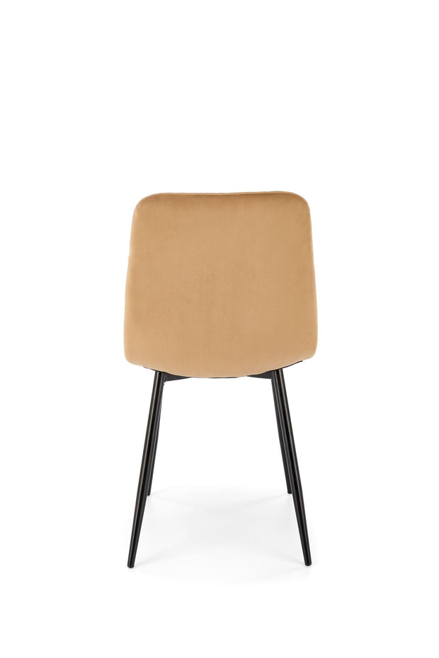 Scaun tapitat cu Stofa si picioare metalice, K525 Velvet Bej / Negru, l45xA55xH89 cm (1)