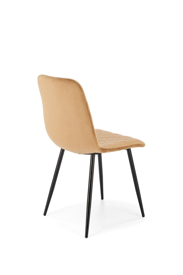Scaun tapitat cu Stofa si picioare metalice, K525 Velvet Bej / Negru, l45xA55xH89 cm (3)