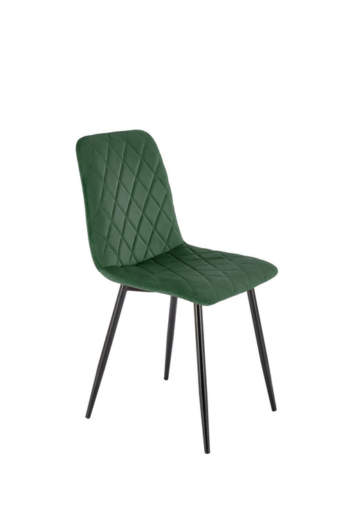 Scaun tapitat cu Stofa si picioare metalice, K525 Velvet Verde Inchis / Negru, l45xA55xH89 cm