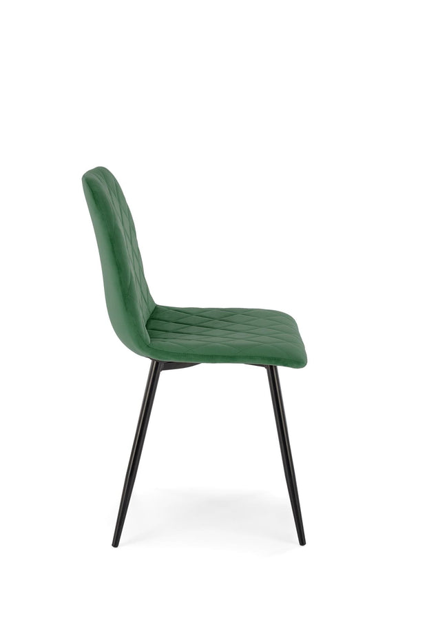 Scaun tapitat cu Stofa si picioare metalice, K525 Velvet Verde Inchis / Negru, l45xA55xH89 cm (2)