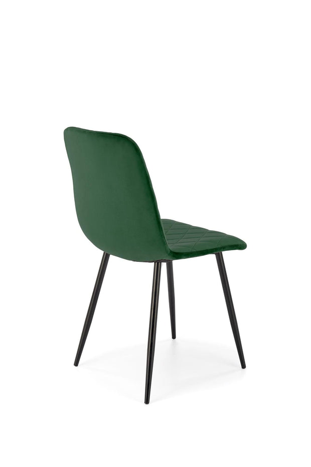 Scaun tapitat cu Stofa si picioare metalice, K525 Velvet Verde Inchis / Negru, l45xA55xH89 cm (3)