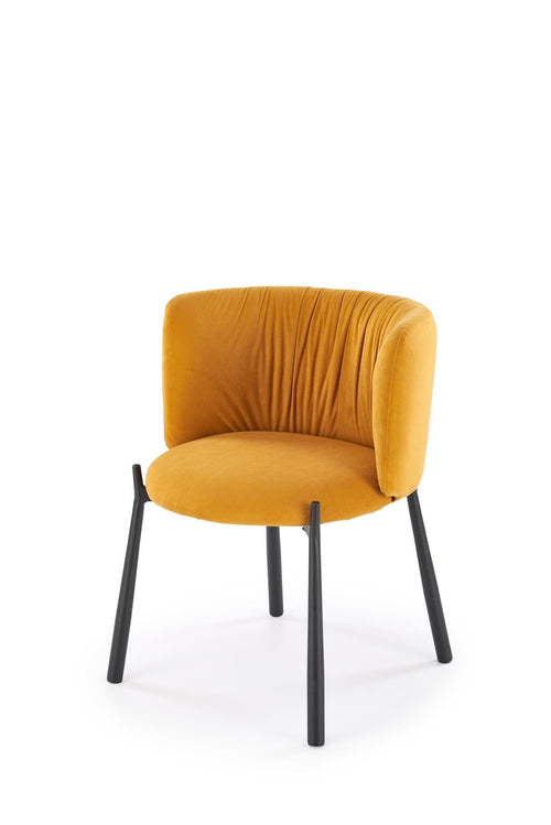 Scaun tapitat cu stofa si picioare metalice, K531 Velvet Galben / Negru, l60xA58xH76 cm