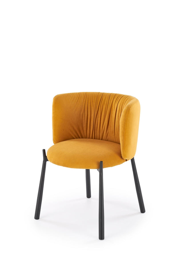 Scaun tapitat cu stofa si picioare metalice, K531 Velvet Galben / Negru, l60xA58xH76 cm