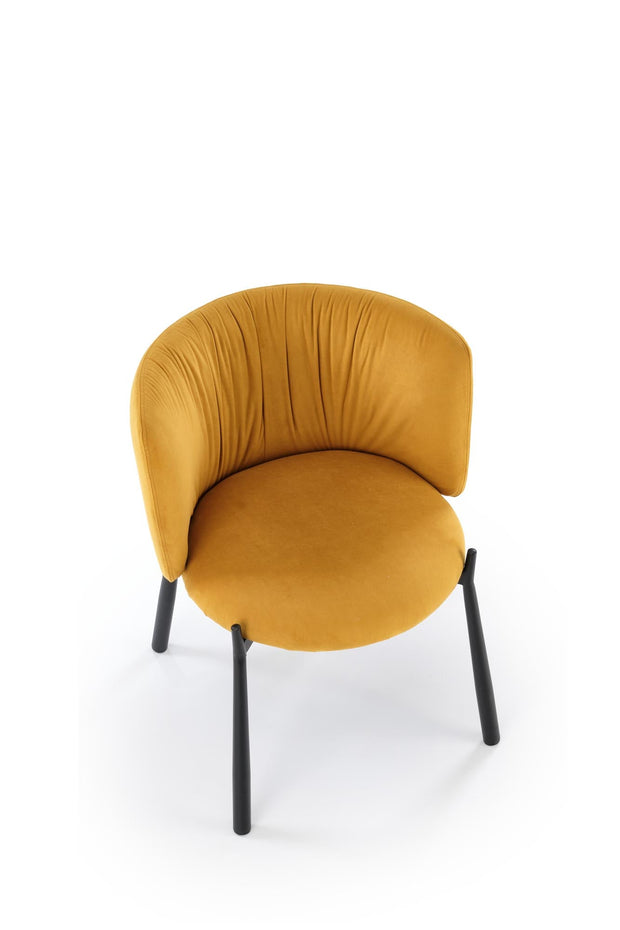 Scaun tapitat cu stofa si picioare metalice, K531 Velvet Galben / Negru, l60xA58xH76 cm (1)