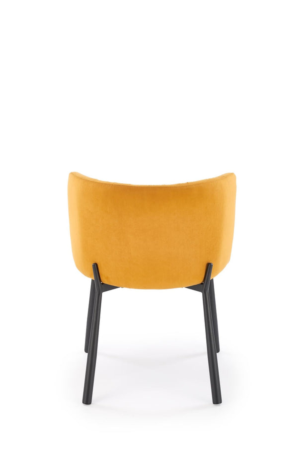 Scaun tapitat cu stofa si picioare metalice, K531 Velvet Galben / Negru, l60xA58xH76 cm (2)