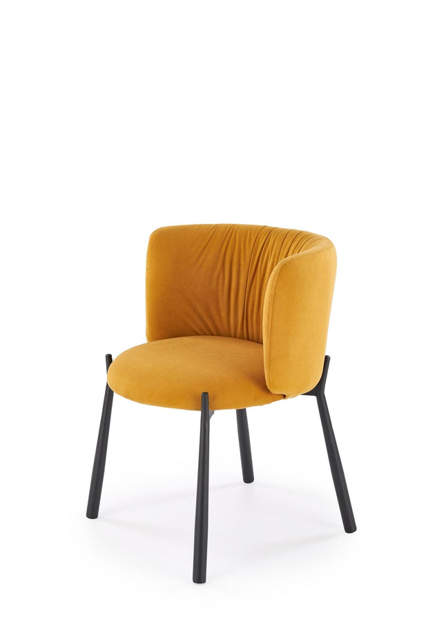 Scaun tapitat cu stofa si picioare metalice, K531 Velvet Galben / Negru, l60xA58xH76 cm (4)