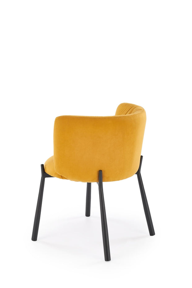 Scaun tapitat cu stofa si picioare metalice, K531 Velvet Galben / Negru, l60xA58xH76 cm (5)