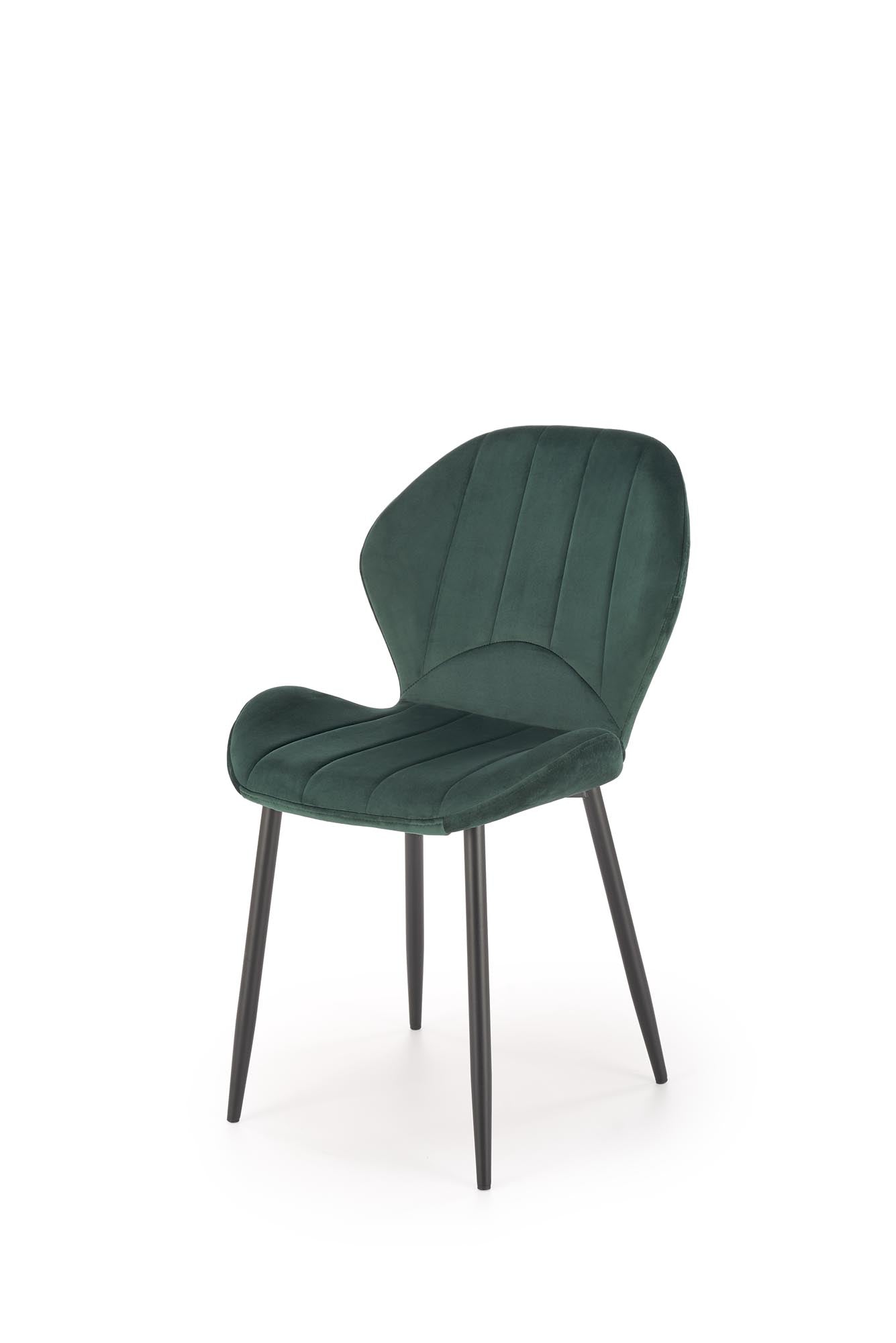 Scaun tapitat cu stofa si picioare metalice, K538 Velvet Verde Inchis / Negru, l48xA57xH85 cm