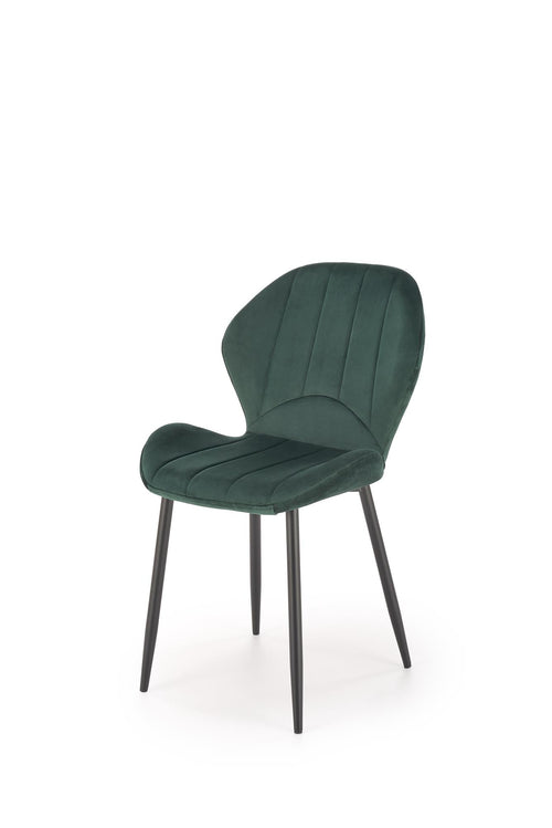 Scaun tapitat cu stofa si picioare metalice, K538 Velvet Verde Inchis / Negru, l48xA57xH85 cm