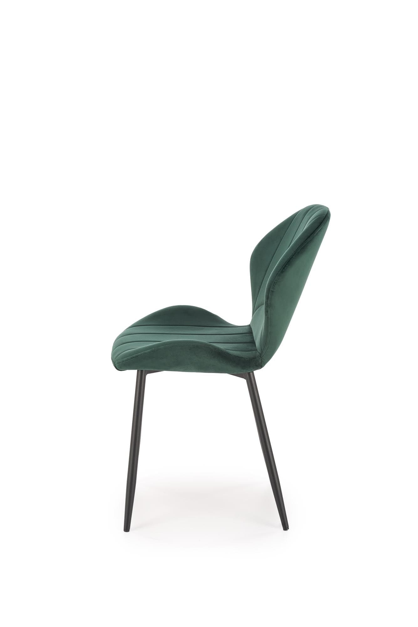 Scaun tapitat cu stofa si picioare metalice, K538 Velvet Verde Inchis / Negru, l48xA57xH85 cm (2)