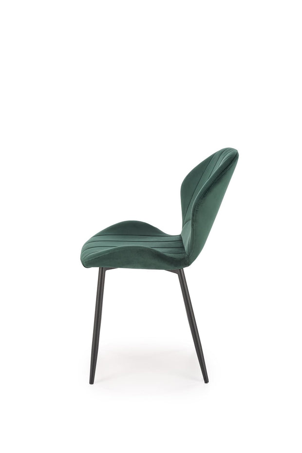 Scaun tapitat cu stofa si picioare metalice, K538 Velvet Verde Inchis / Negru, l48xA57xH85 cm (2)