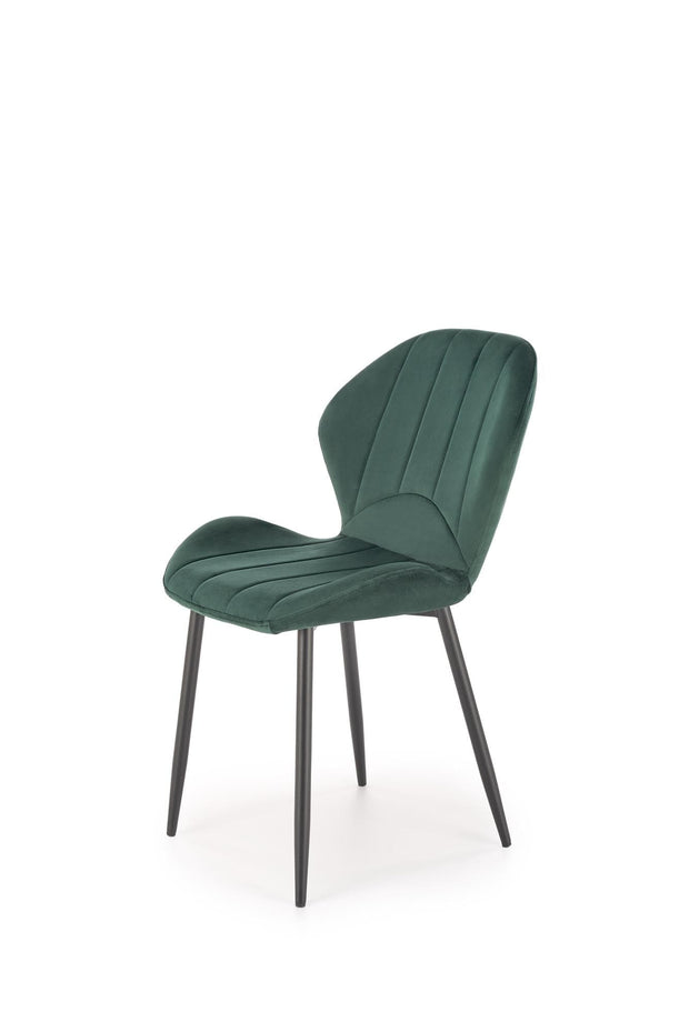 Scaun tapitat cu stofa si picioare metalice, K538 Velvet Verde Inchis / Negru, l48xA57xH85 cm (3)