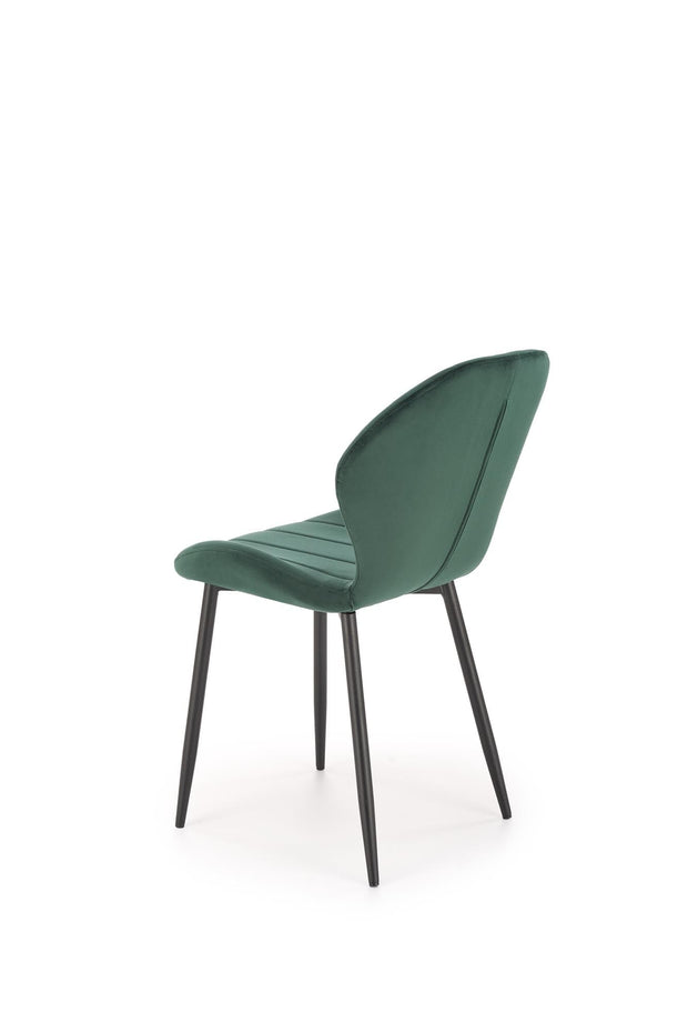 Scaun tapitat cu stofa si picioare metalice, K538 Velvet Verde Inchis / Negru, l48xA57xH85 cm (4)