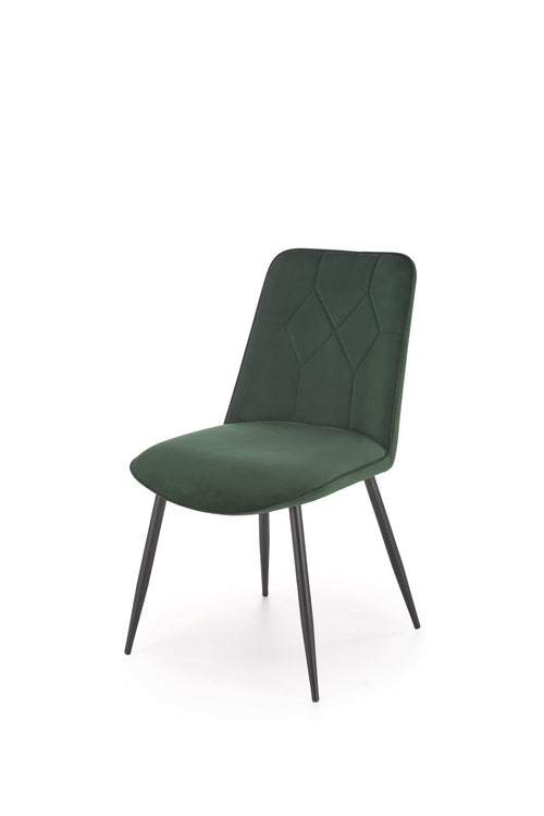 Scaun tapitat cu stofa si picioare metalice, K539 Velvet Verde Inchis / Negru, l50xA62xH84 cm