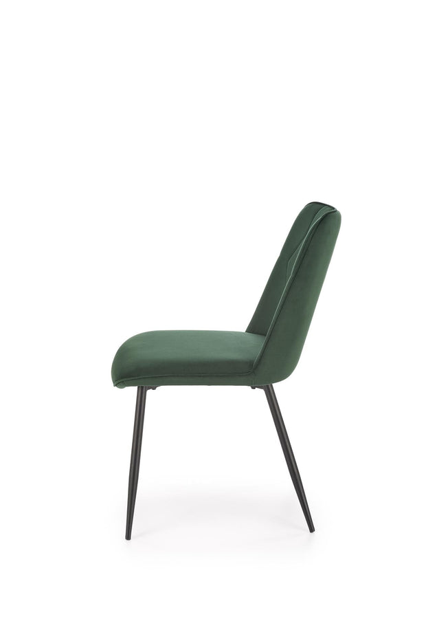 Scaun tapitat cu stofa si picioare metalice, K539 Velvet Verde Inchis / Negru, l50xA62xH84 cm (2)