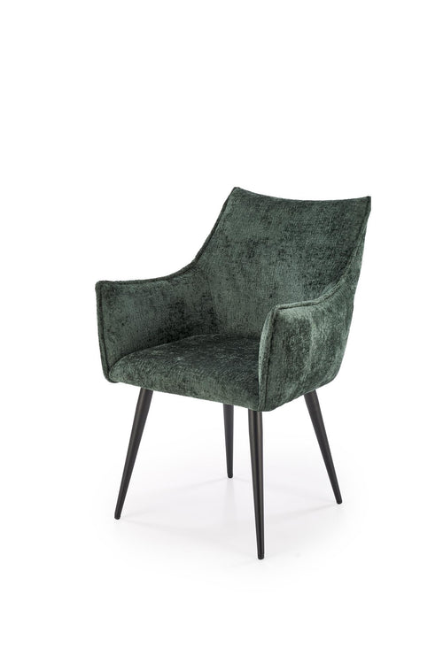 Scaun tapitat cu stofa si picioare metalice, K559 Verde Inchis / Negru, l60xA59xH85 cm