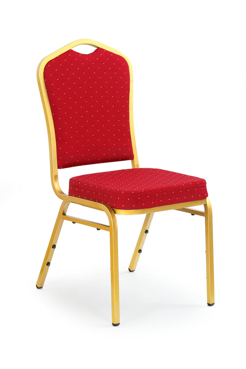 Scaun tapitat cu stofa si picioare metalice, K66 Rosu / Auriu, l45xA48xH93 cm