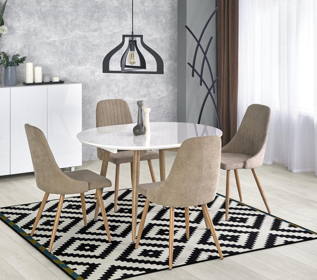 Halmar Scaun tapitat cu stofa si picioare metalice, Kai-285 Bej / Natural, l49xA56xH91 cm