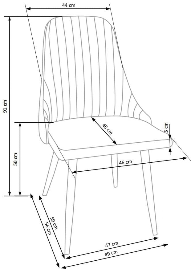 Halmar Scaun tapitat cu stofa si picioare metalice, Kai-285 Bej / Natural, l49xA56xH91 cm