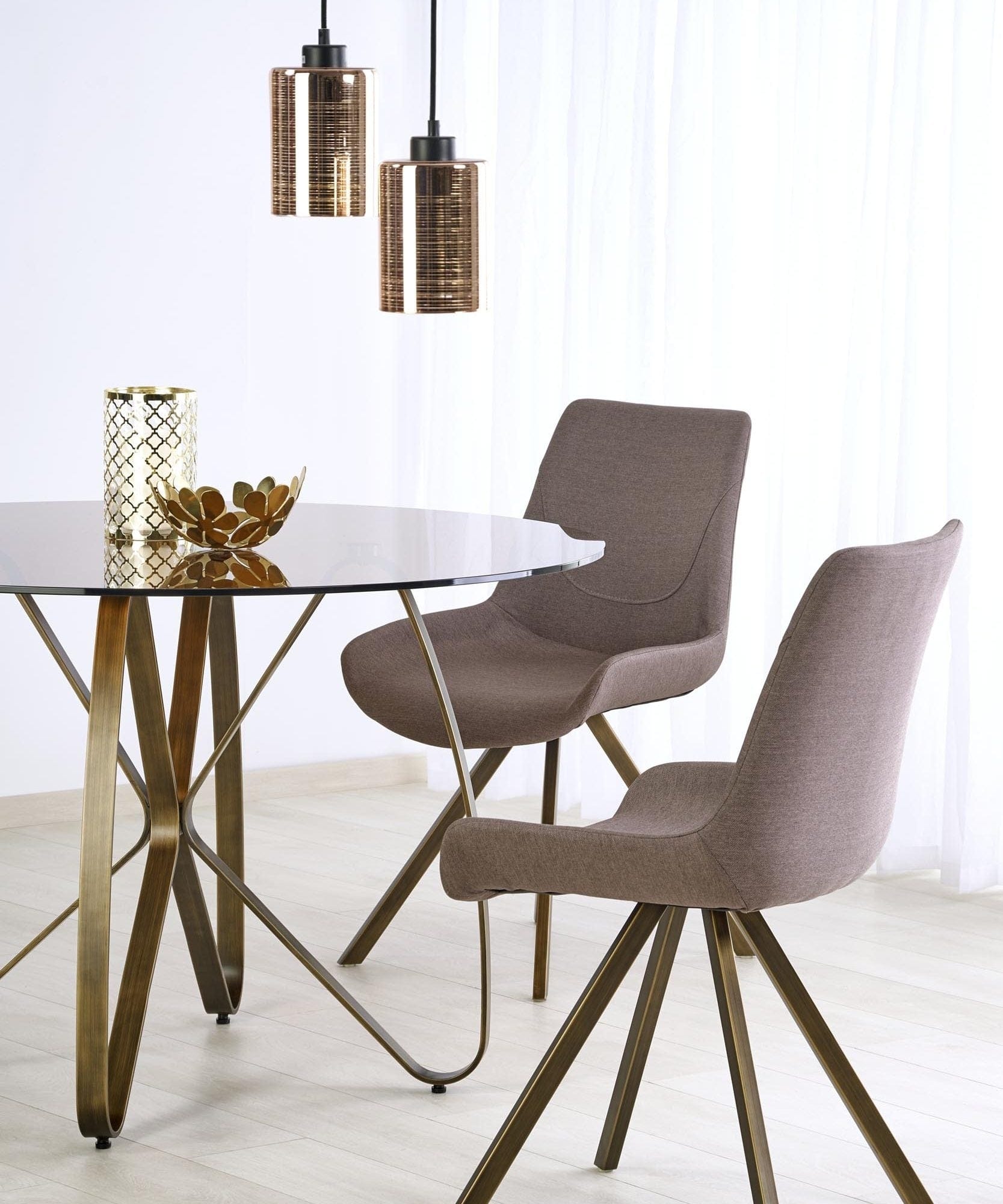 Scaun tapitat cu stofa si picioare metalice Kai-290 Grej, l55xA59xH85 cm (2)