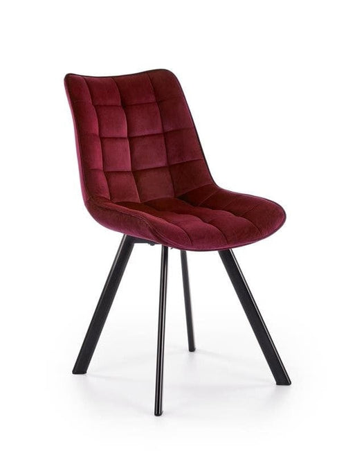 Halmar Scaun tapitat cu stofa si picioare metalice, Kai-332 Velvet Bordeaux / Negru, l46xA61xH84 cm