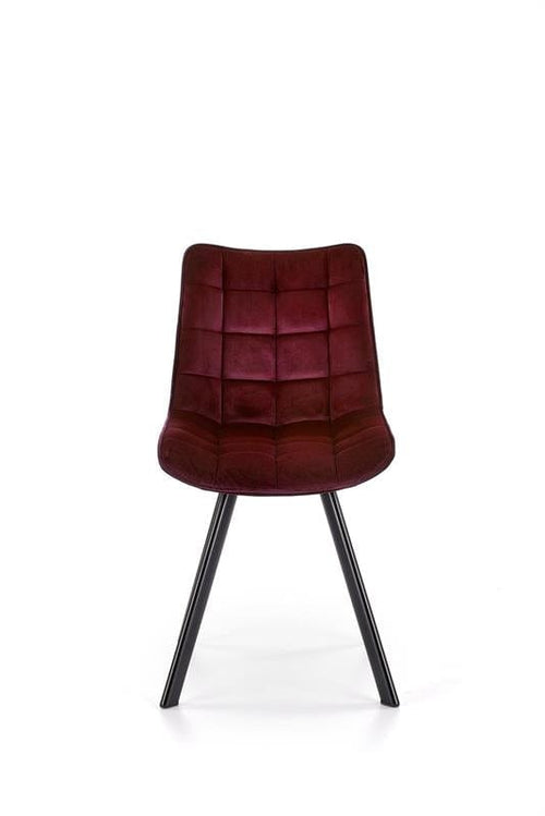 Halmar Scaun tapitat cu stofa si picioare metalice, Kai-332 Velvet Bordeaux / Negru, l46xA61xH84 cm