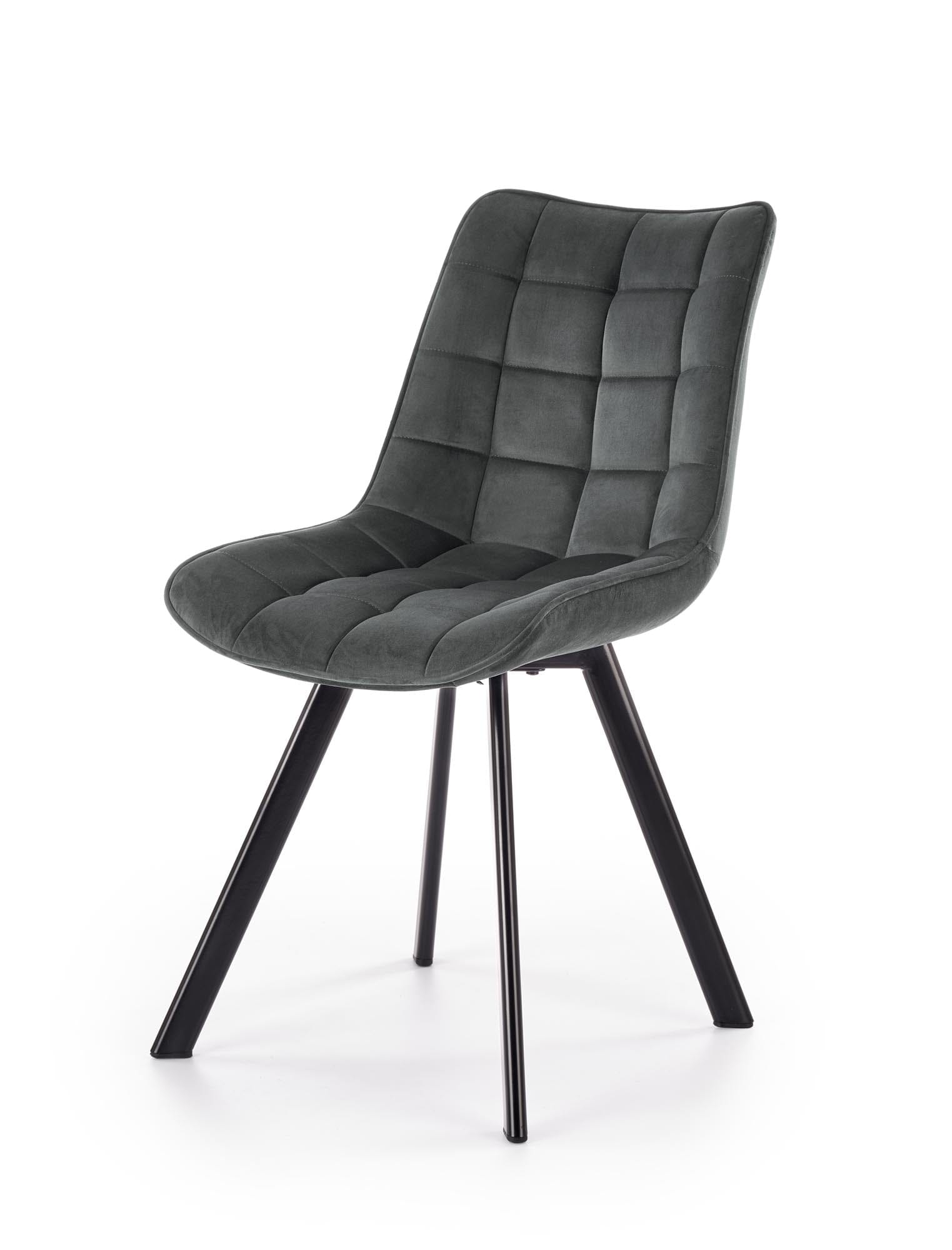 Halmar Scaun tapitat cu stofa si picioare metalice, Kai-332 Velvet Gri inchis / Negru, l46xA61xH84 cm