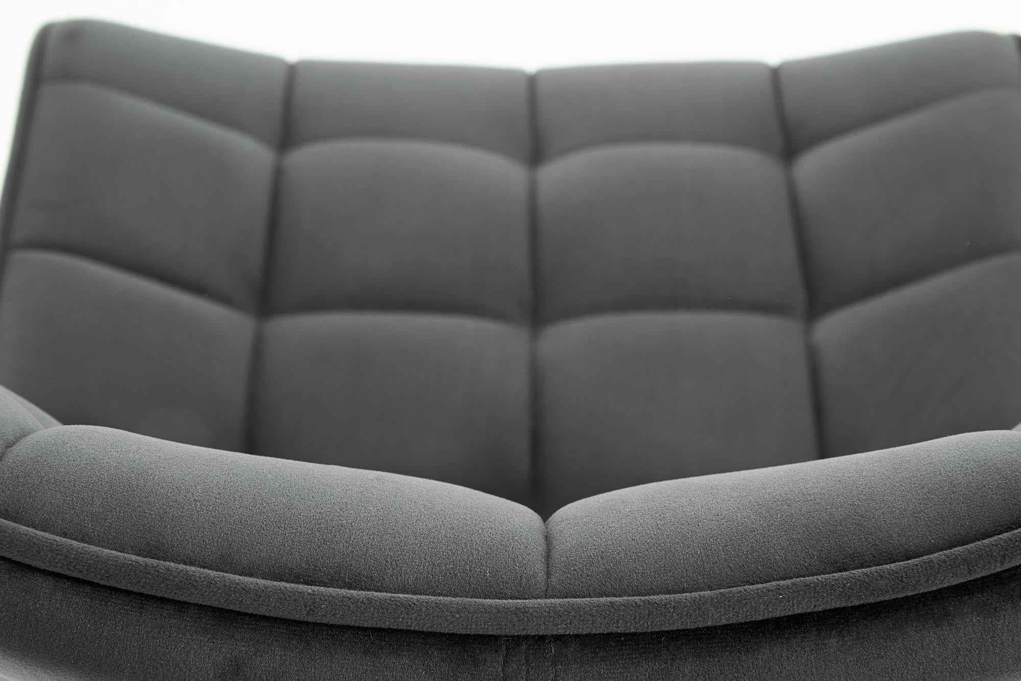Halmar Scaun tapitat cu stofa si picioare metalice, Kai-332 Velvet Gri inchis / Negru, l46xA61xH84 cm