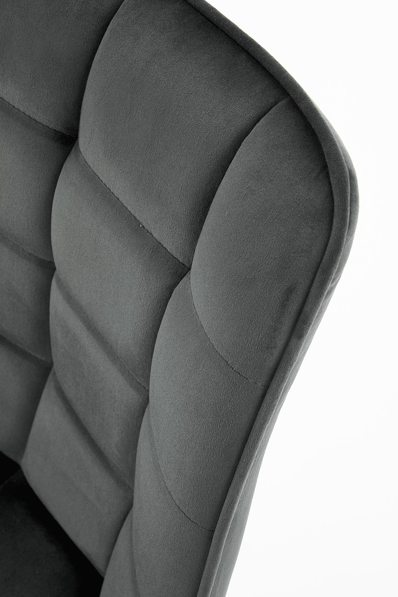 Halmar Scaun tapitat cu stofa si picioare metalice, Kai-332 Velvet Gri inchis / Negru, l46xA61xH84 cm