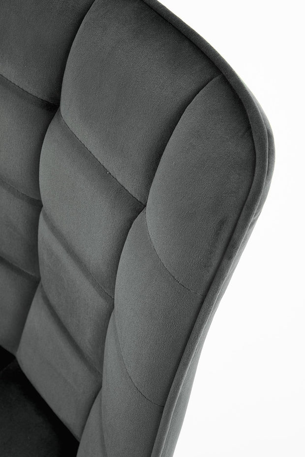 Halmar Scaun tapitat cu stofa si picioare metalice, Kai-332 Velvet Gri inchis / Negru, l46xA61xH84 cm