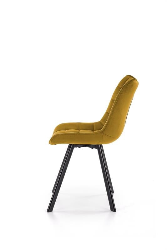 Halmar Scaun tapitat cu stofa si picioare metalice, Kai-332 Velvet Mustariu / Negru, l46xA61xH84 cm