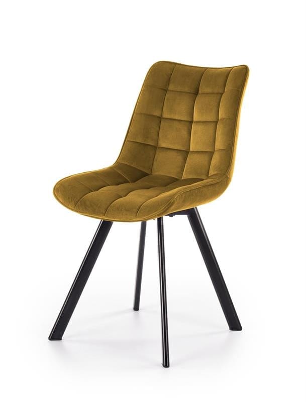 Halmar Scaun tapitat cu stofa si picioare metalice, Kai-332 Velvet Mustariu / Negru, l46xA61xH84 cm