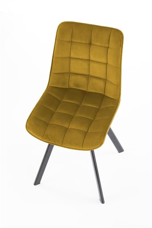 Halmar Scaun tapitat cu stofa si picioare metalice, Kai-332 Velvet Mustariu / Negru, l46xA61xH84 cm