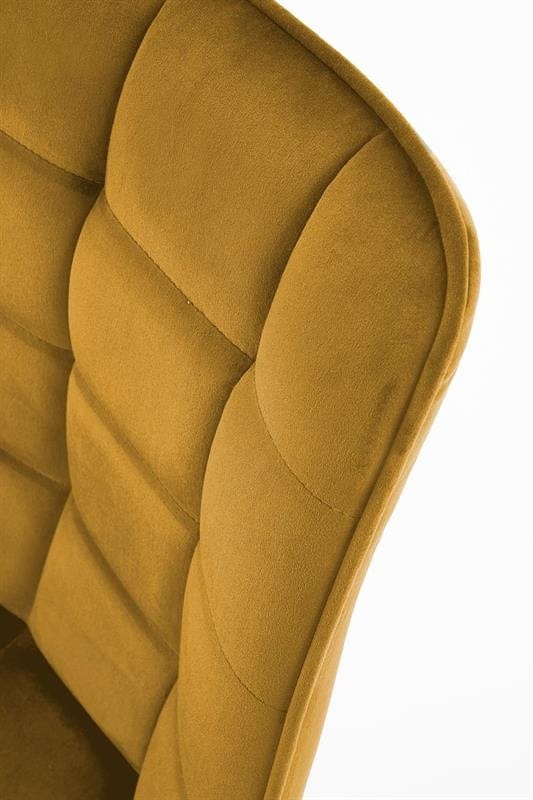 Halmar Scaun tapitat cu stofa si picioare metalice, Kai-332 Velvet Mustariu / Negru, l46xA61xH84 cm