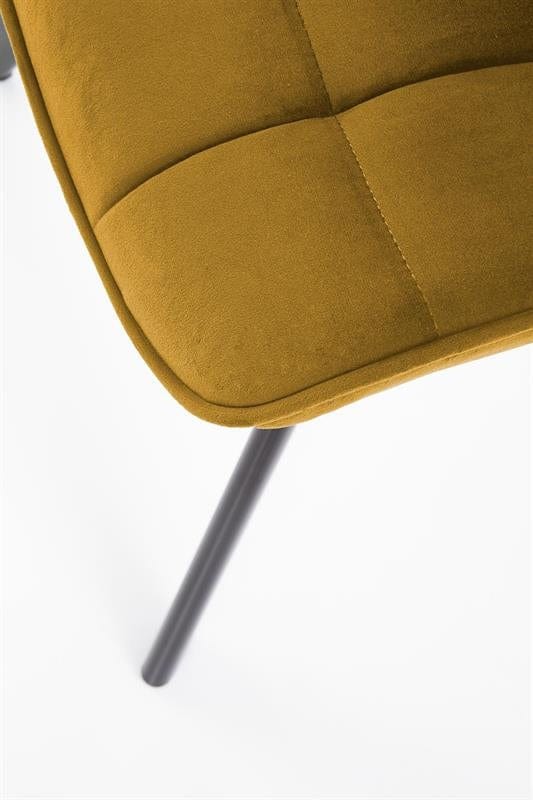 Halmar Scaun tapitat cu stofa si picioare metalice, Kai-332 Velvet Mustariu / Negru, l46xA61xH84 cm