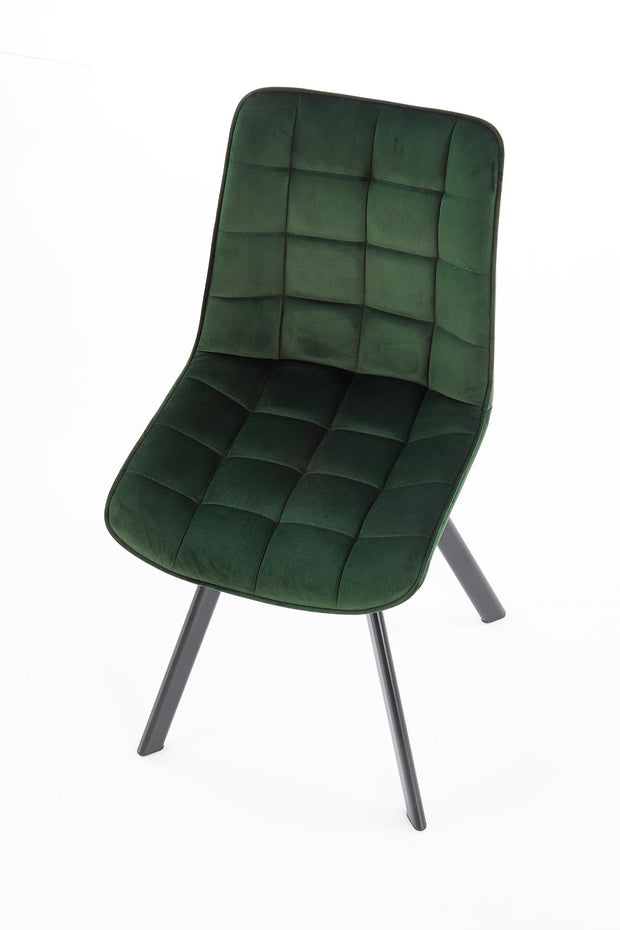 Halmar Scaun tapitat cu stofa si picioare metalice, Kai-332 Velvet Verde inchis / Negru, l46xA61xH84 cm