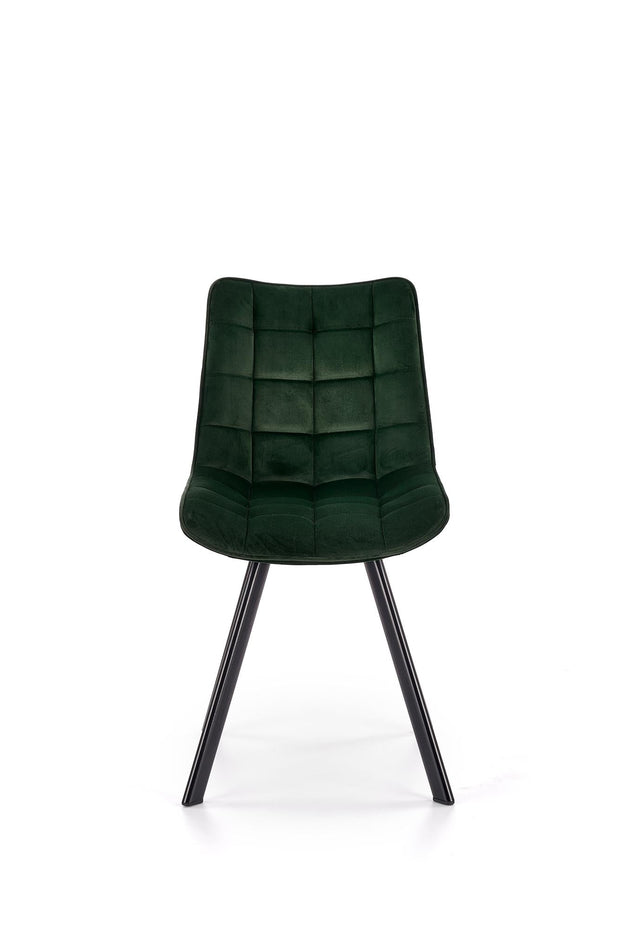 Halmar Scaun tapitat cu stofa si picioare metalice, Kai-332 Velvet Verde inchis / Negru, l46xA61xH84 cm