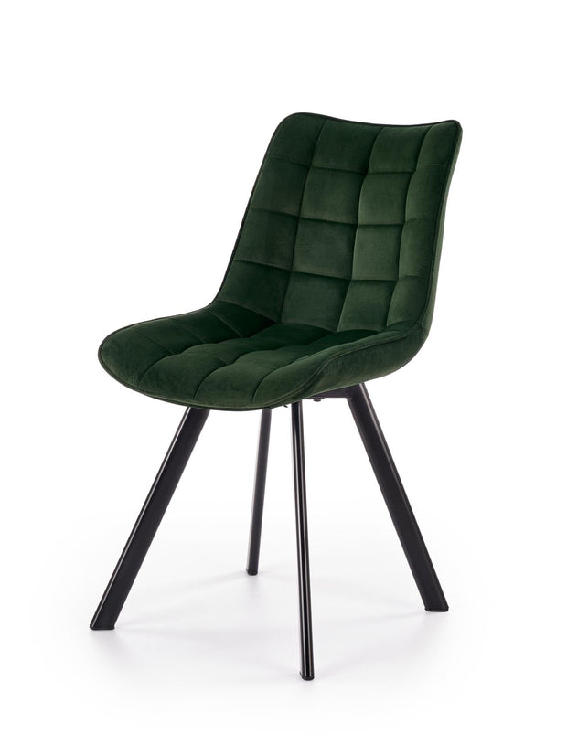 Halmar Scaun tapitat cu stofa si picioare metalice, Kai-332 Velvet Verde inchis / Negru, l46xA61xH84 cm
