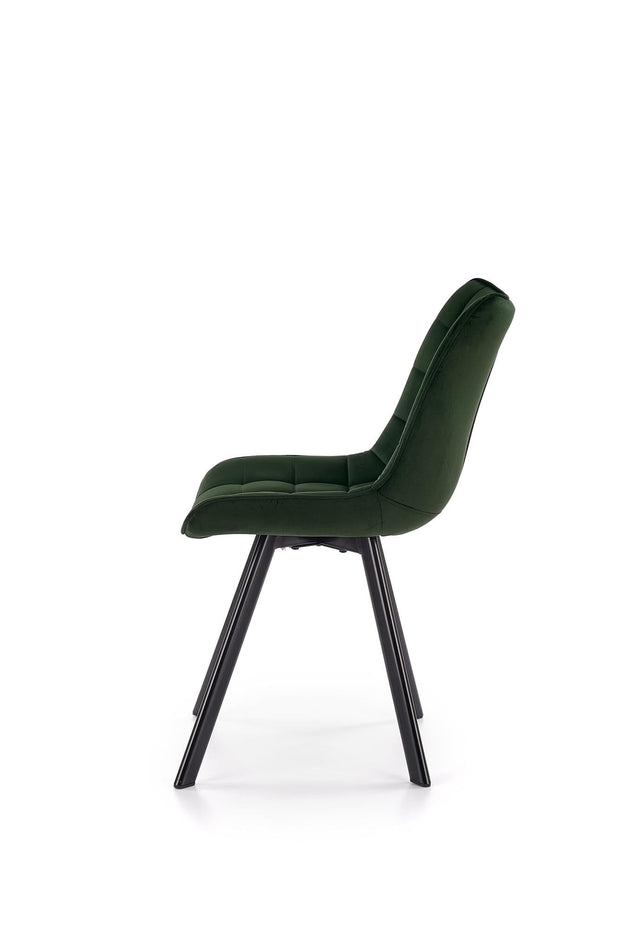 Halmar Scaun tapitat cu stofa si picioare metalice, Kai-332 Velvet Verde inchis / Negru, l46xA61xH84 cm