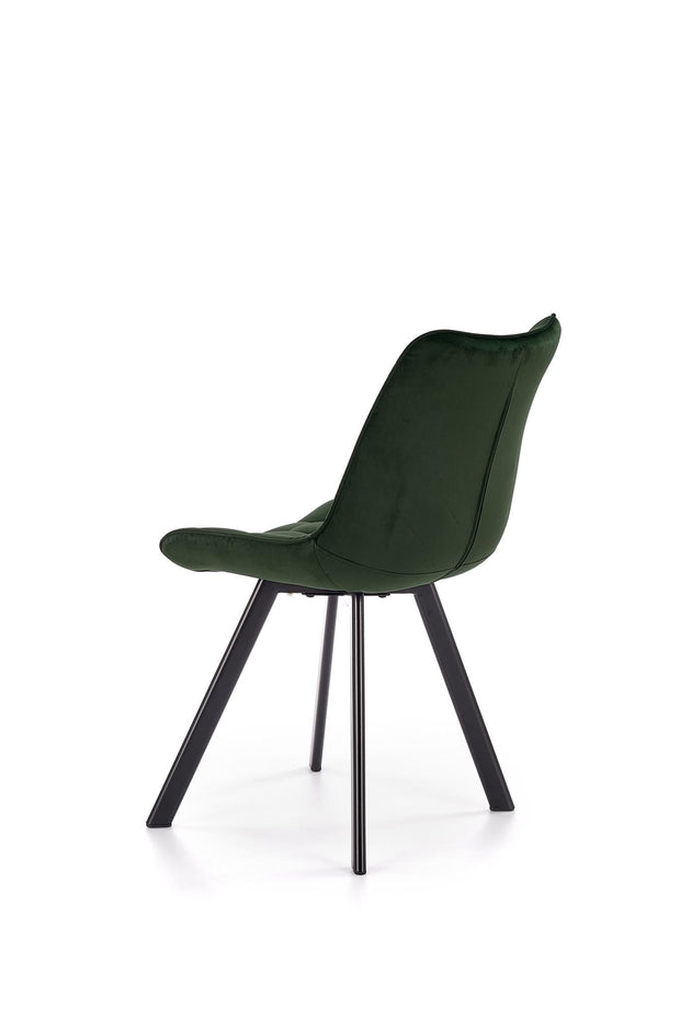 Halmar Scaun tapitat cu stofa si picioare metalice, Kai-332 Velvet Verde inchis / Negru, l46xA61xH84 cm