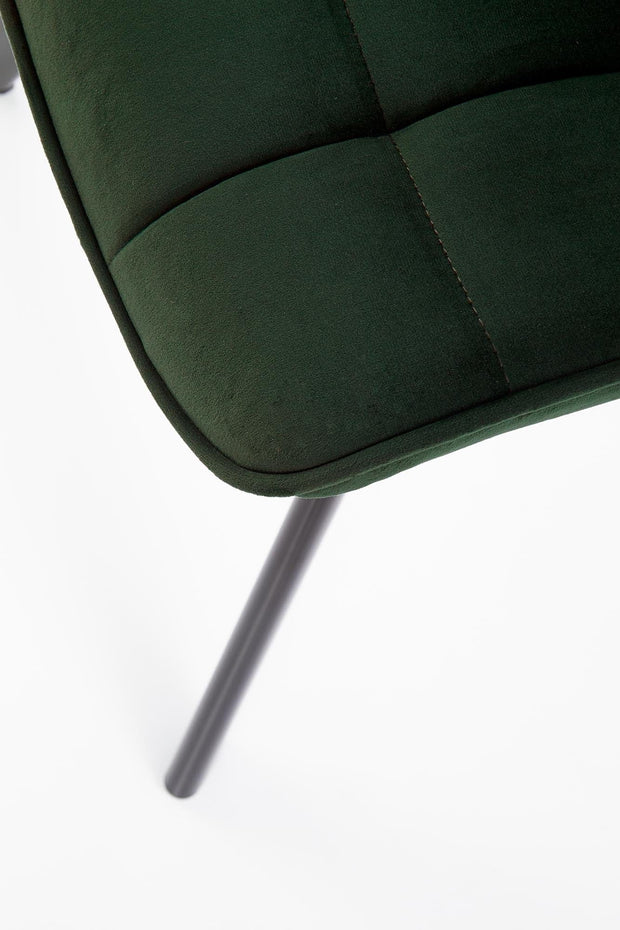 Halmar Scaun tapitat cu stofa si picioare metalice, Kai-332 Velvet Verde inchis / Negru, l46xA61xH84 cm
