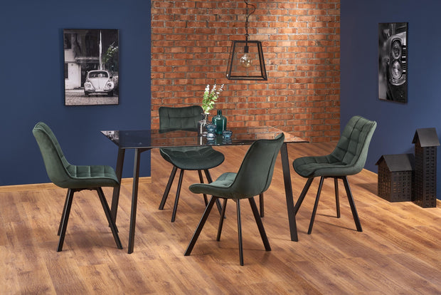 Scaun tapitat cu stofa si picioare metalice, Kai-332 Velvet Verde inchis / Negru, l46xA61xH84 cm (2)