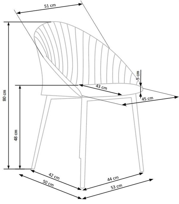 Halmar Scaun tapitat cu stofa si picioare metalice Kai-357 Bej / Negru, l53xA50xH80 cm