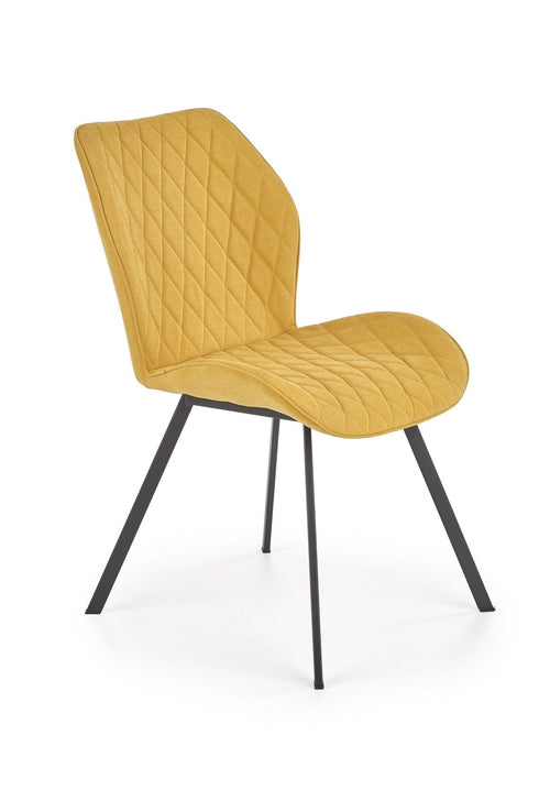 Halmar Scaun tapitat cu stofa si picioare metalice Kai-360 Mustariu / Negru, l51xA64xH90 cm