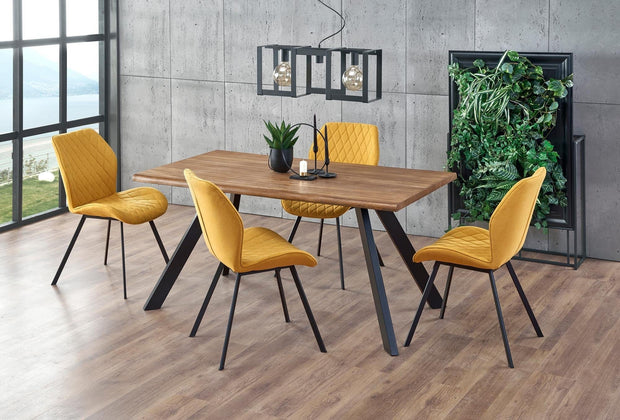 Halmar Scaun tapitat cu stofa si picioare metalice Kai-360 Mustariu / Negru, l51xA64xH90 cm