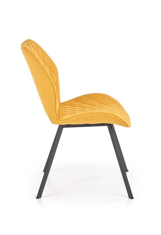 Halmar Scaun tapitat cu stofa si picioare metalice Kai-360 Mustariu / Negru, l51xA64xH90 cm