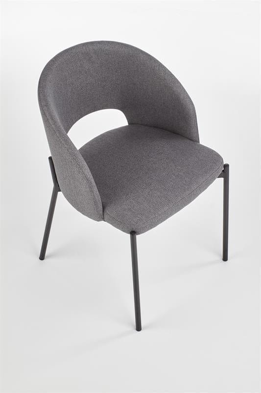 Halmar Scaun tapitat cu stofa si picioare metalice, Kai-373 Gri / Negru, l51xA57xH77 cm