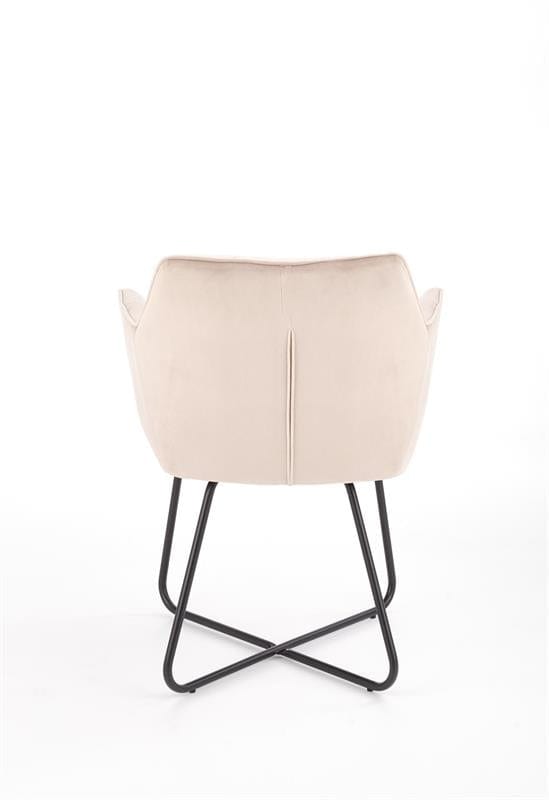 Halmar Scaun tapitat cu stofa si picioare metalice, Kai-377 Velvet Bej Deschis / Negru, l60xA62xH81 cm