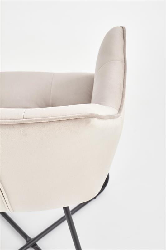 Halmar Scaun tapitat cu stofa si picioare metalice, Kai-377 Velvet Bej Deschis / Negru, l60xA62xH81 cm