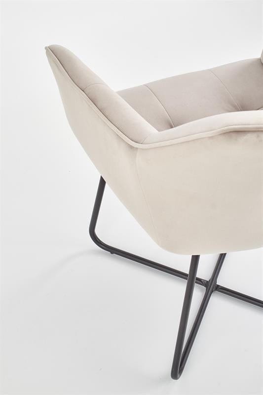 Halmar Scaun tapitat cu stofa si picioare metalice, Kai-377 Velvet Bej Deschis / Negru, l60xA62xH81 cm